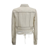 Rick Owens White Cotton Denim Jacket