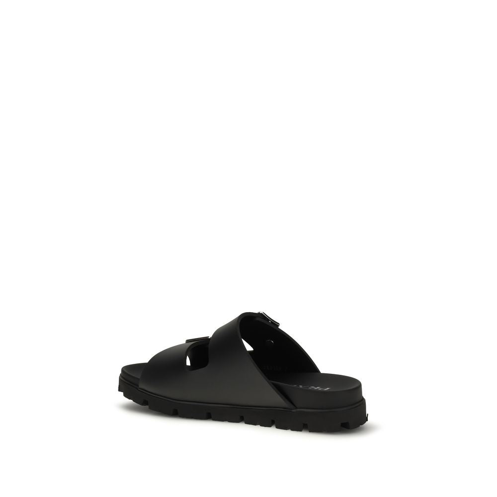 Prada Black Calf Leather Bos Taurus Sandals
