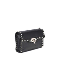 Valentino Garavani Black Calf Leather Bos Taurus Shoulder Bag