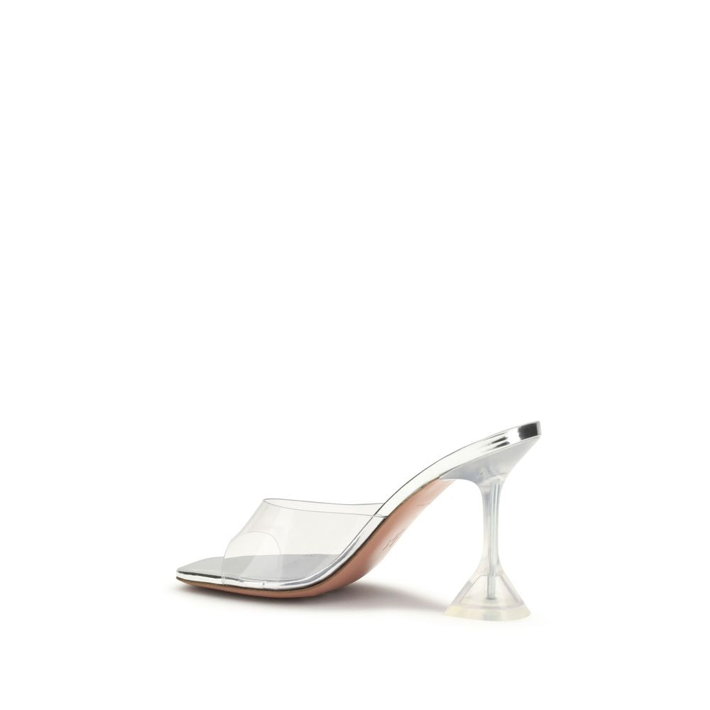 Amina Muaddi Silver Pvc Sandals
