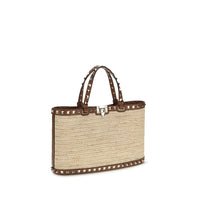 Valentino Garavani Beige Raffia Shoulder Bag