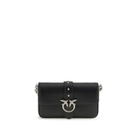PINKO Black Calf Leather Bos Taurus Shoulder Bag