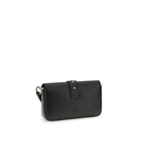 PINKO Black Calf Leather Bos Taurus Shoulder Bag
