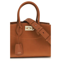 Ferragamo Brown Calf Leather Bos Taurus Shoulder Bag