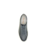 Santoni Gray Calf Leather Bos Taurus Low Top Sneakers