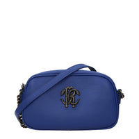 Roberto Cavalli Blue Leather Crossbody Bag