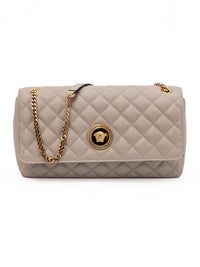 Versace Taupe Quilted Leather Shoulder Strap Bag