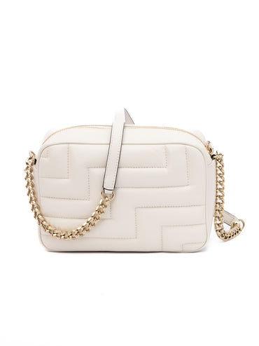 Jimmy Choo White Leather Avenue Camera Shoulder Bag