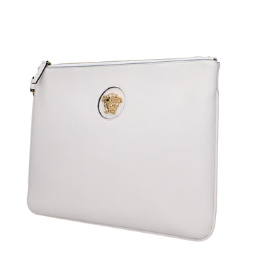 Versace White Leather Clutch Bag