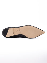 Jimmy Choo Black Coarse Glitter Fabric Alina Bellet Flat