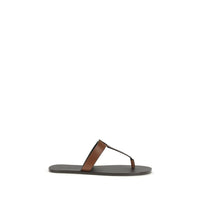 Saint Laurent Brown Calf Leather Bos Taurus Flip-Flop Sandals