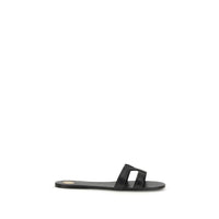 Saint Laurent Black Calf Leather Bos Taurus Sandals