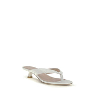 Stuart Weitzman White Calf Leather Bos Taurus Sandals