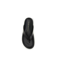 Stuart Weitzman Black Calf Leather Bos Taurus Flip-Flop Sandals
