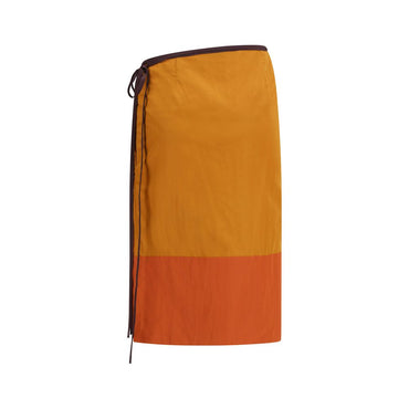 Saint Laurent Orange Nylon Midi Skirt