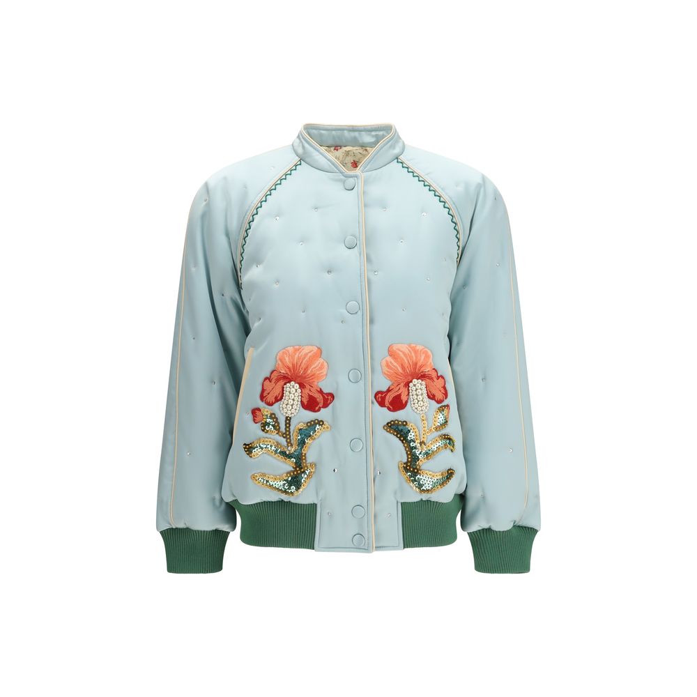 Valentino Blue Silk Bomber