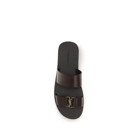 Saint Laurent Brown Calf Leather Bos Taurus Flat Sandals