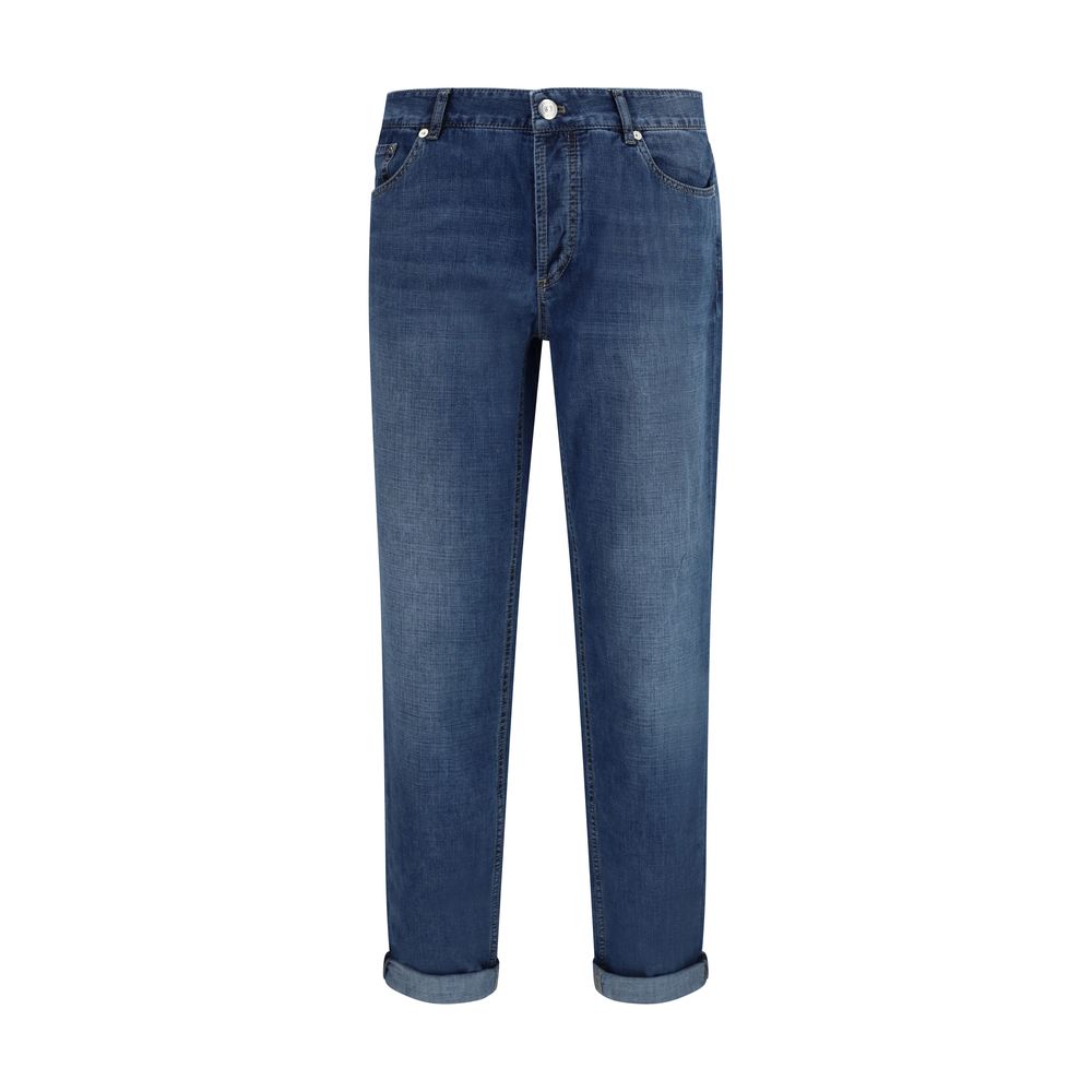 Brunello Cucinelli Blue Cotton Relaxed Fit Jeans