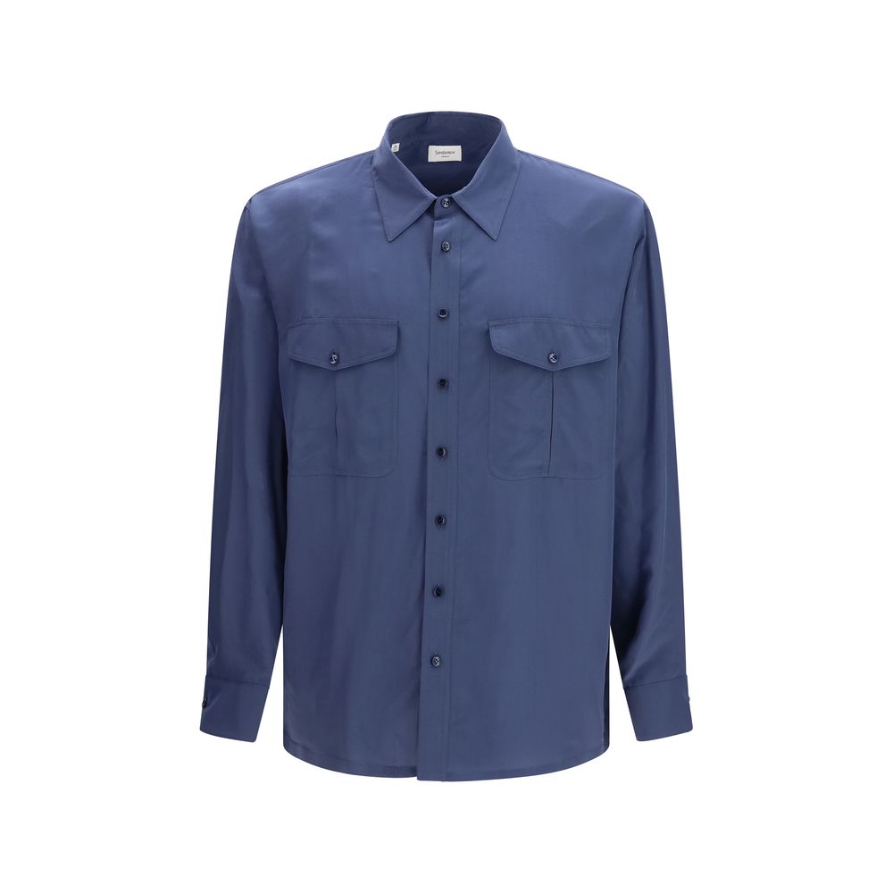 Saint Laurent Blue Viscose Dress Shirt