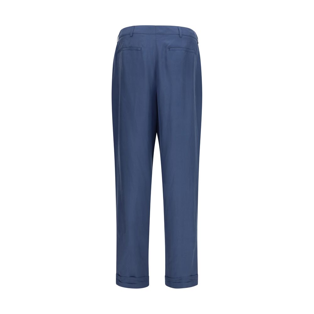 Saint Laurent Blue Silk Dress Pants