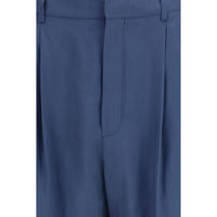 Saint Laurent Blue Silk Dress Pants