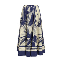 Sara Roka Blue Cotton Midi Skirt