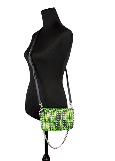 Marc Jacobs Neon Green The Monogram Leather J Marc Mini Shoulder Bag Crossbody