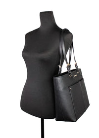 Michael Kors Womens Jet Set Travel Medium Double Pocket Tote Black/SIlver 35F3GTVT8B-001