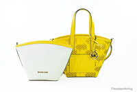 Michael Kors Kimber Small Daffodil Leather 2-In-1 Zip Tote Messenger Bag Purse