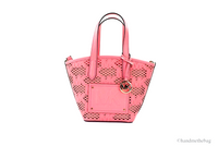 Michael Kors Kimber Small Tea Rose Leather 2-In-1 Zip Tote Messenger Bag Purse