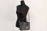 Michael Kors XS Carry All Jet Set Travel Womens Tote (BLACK SIG/GOLD)