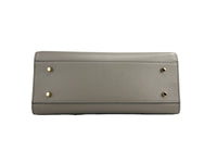 Versace Virtus Large Leather Top Handle Satchel Bag Tote Gray