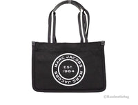 Marc Jacobs Medium Black Canvas Fabric Shoulder Convertible Tote Purse Bag