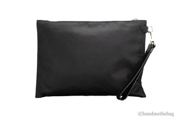 Versace Large Black Nylon Fabric Medusa Convertible Pouch Clutch Wristlet Bag