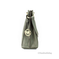 Michael Kors Joan Small Green Perforated Suede Leather Slouchy Messenger Handbag