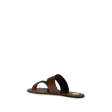 Saint Laurent Brown Calf Leather Bos Taurus Sandals