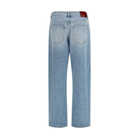 Gucci Blue Cotton Straight-Leg Jeans