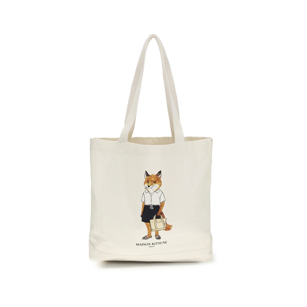 Maison Kitsuné Beige Cotton Handbag