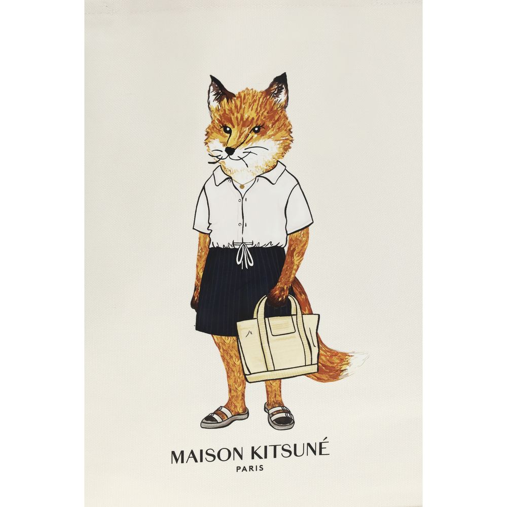 Maison Kitsuné Beige Cotton Handbag