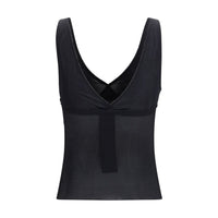 Saint Laurent Black Silk Sleeveles T-Shirt