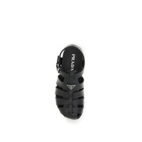 Prada Black Calf Leather Bos Taurus Flat Sandals