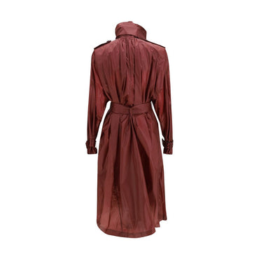 Saint Laurent Bordeaux Polyamide Trench Coat