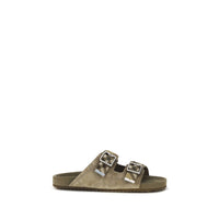 Burberry Beige Calf Leather Bos Taurus Flat Sandals