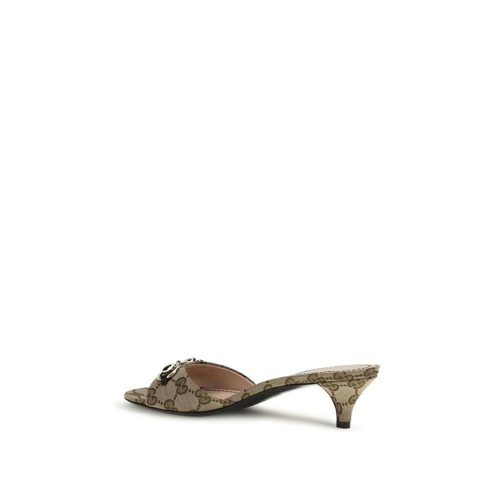 Gucci Beige Polyester Stiletto Heel Sandals