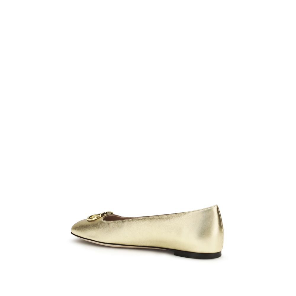 Valentino Garavani Gold Lamb Ovis Aries Aries Ballet Flats