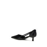 Prada Black Calf Leather Bos Taurus Mid Heel Pumps