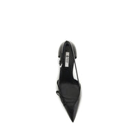 Prada Black Calf Leather Bos Taurus Mid Heel Pumps