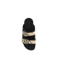 Burberry Black Calf Leather Bos Taurus Strap-On Sandals
