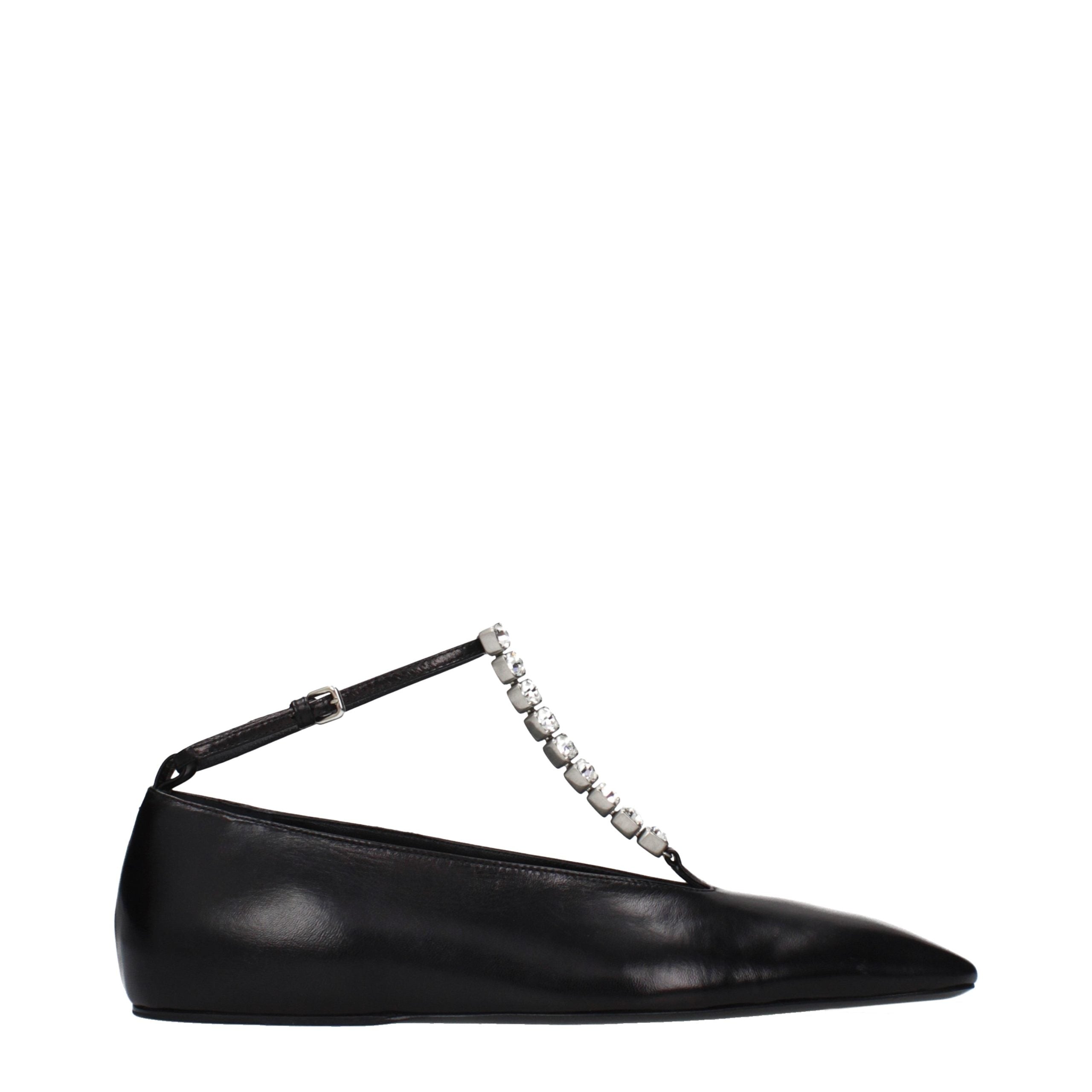 Jil Sander Black Leather Ballet Flats