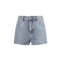 Self-Portrait Blue Cotton Bermuda Shorts
